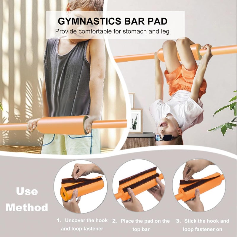 ZUETK Expandable Gymnastics Bar for Kids, Adjustable Height Junior Training Kip Bar, Folding Gymnastic Horizontal Bars Monkey Bar, Home Gym Equipment for Kid Gymnasts, Child, Girl, Boy - Image 2